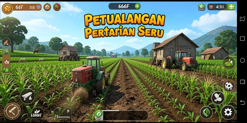 Screenshot gameplay 666F menampilkan aktivitas bertani yang seru dan interaktif.