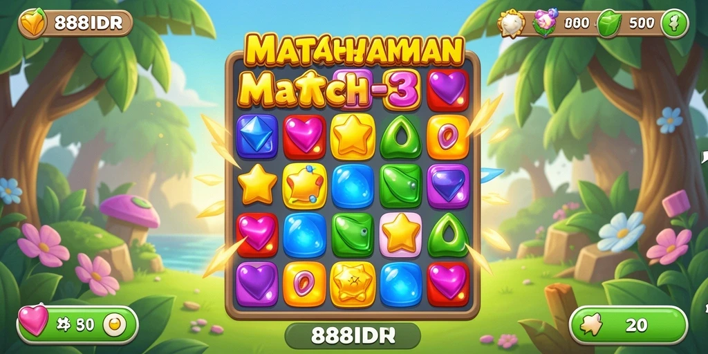 Screenshot gameplay 888IDR yang menampilkan aksi mencocokkan item.