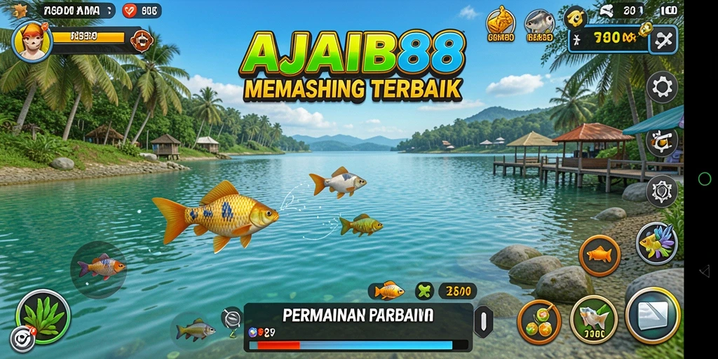 Tampilan gameplay AJAIB88 saat menangkap ikan besar.
