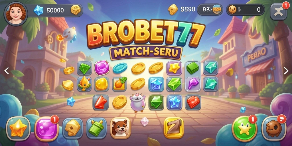 Screenshot gameplay BROBET77 menunjukkan keseruan pertarungan Match-3.