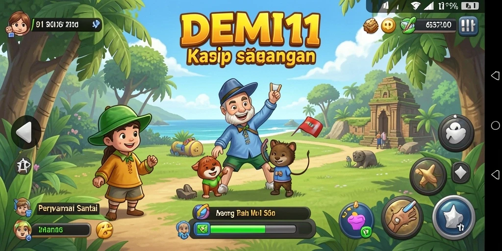 Tampilan screenshot utama dari gameplay <strong>DEMI11</strong> yang menampilkan momen seru dan penuh warna.