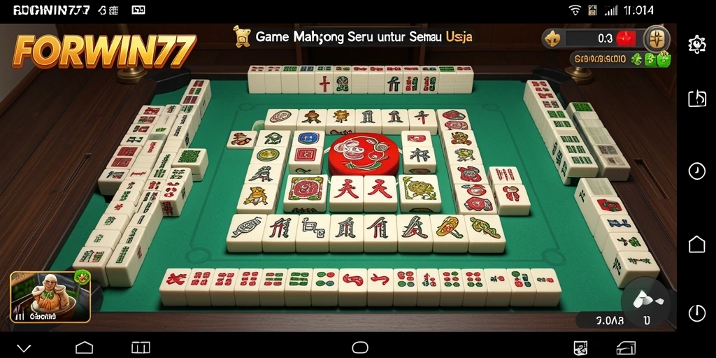 Tampilan gameplay menarik dari FORWIN77 dengan desain papan Mahjong.
