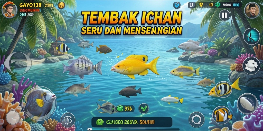 Screenshot gameplay GAYO138 menampilkan aksi seru menembak ikan.