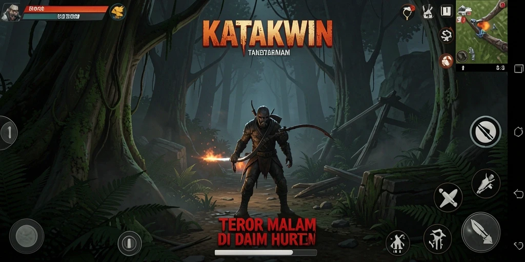 Gambaran gameplay KATAKWIN yang menegangkan dan menyeramkan.