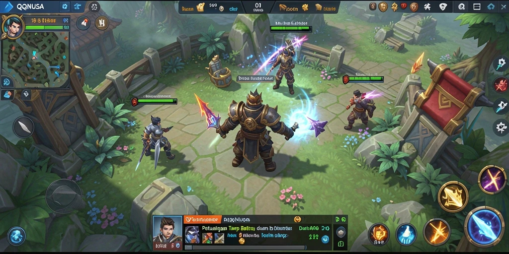 Screenshot menunjukkan aksi pertempuran seru dalam gameplay QQNUSA.