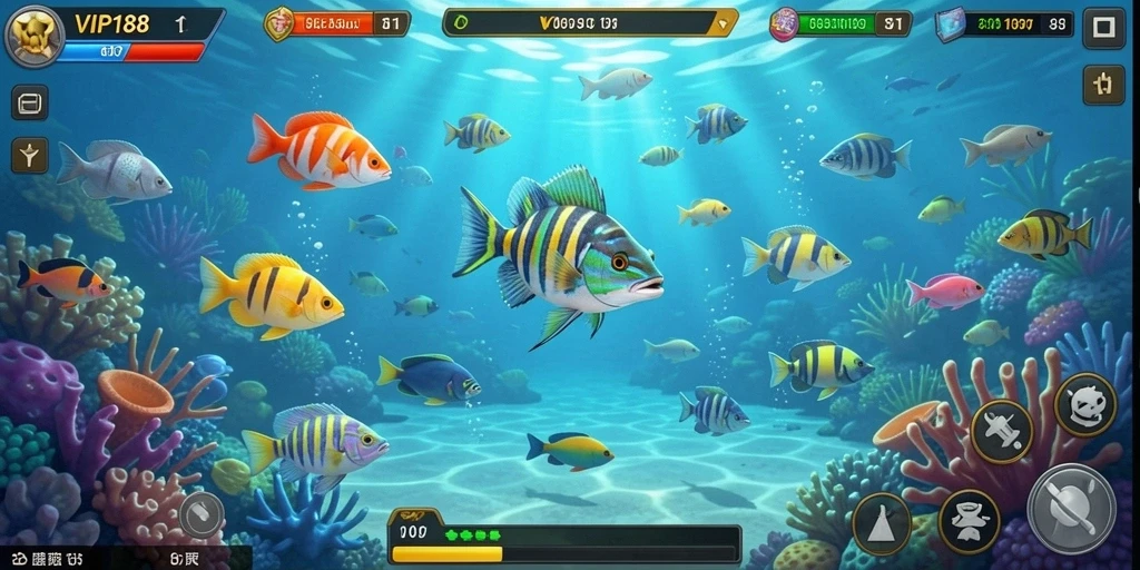 Tampilan gameplay seru dalam Tembak Ikan VIP188.