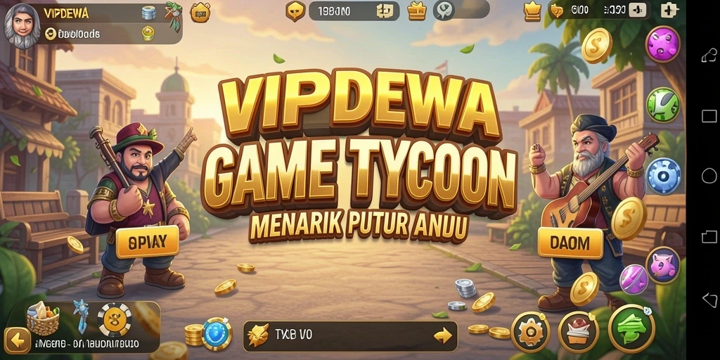 Tampilan gameplay seru dari VIPDEWA yang menampilkan manajemen bisnis.
